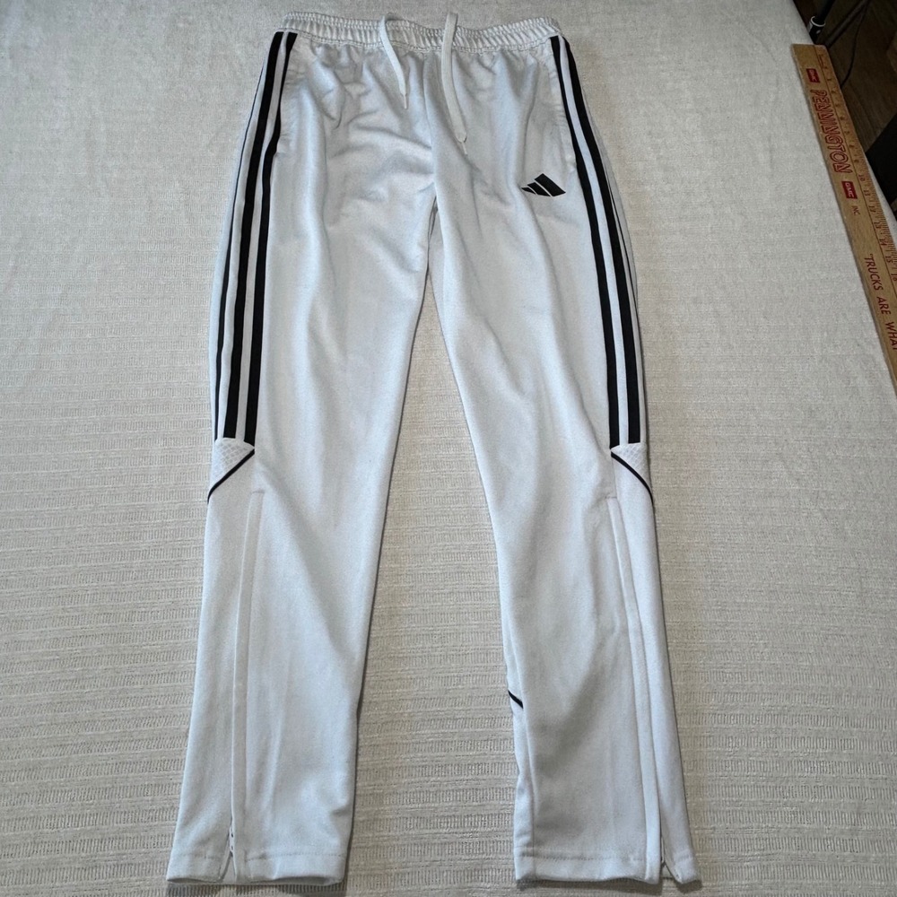 Adidas Aeroready White Black Striped Soccer Training Pants Mens Joggers